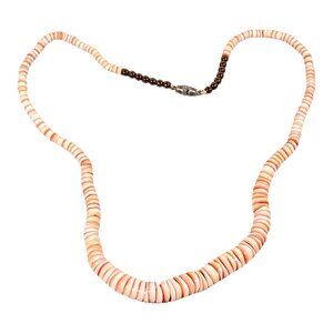 Oyster Shell Necklace 19” Heishi Bead Southwestern Cowgirl Skater Surfer VTG